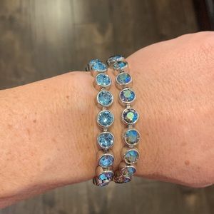 Swarovski bracelets….sky blue and iridescent!